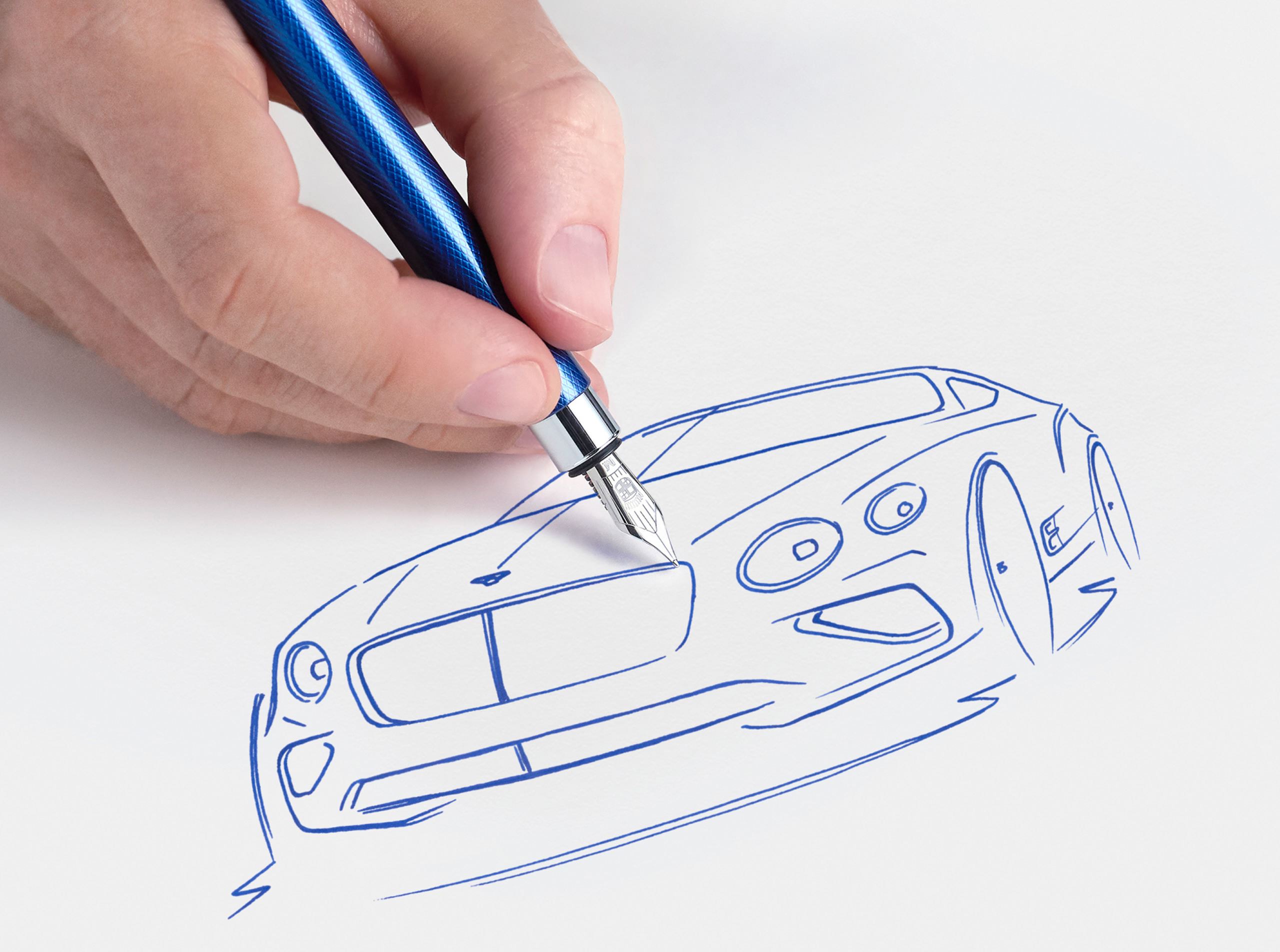 Bentley Pen shown drawing the car