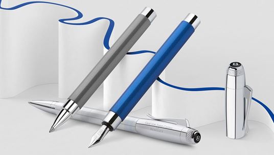3 Bentley Pens in Tungsten, Sequin Blue and White Satin