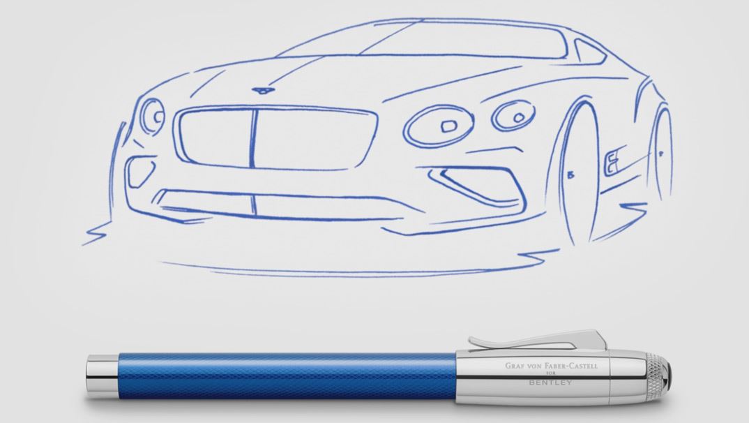 Bentley Sequin Blue Pen - Drawing a Car