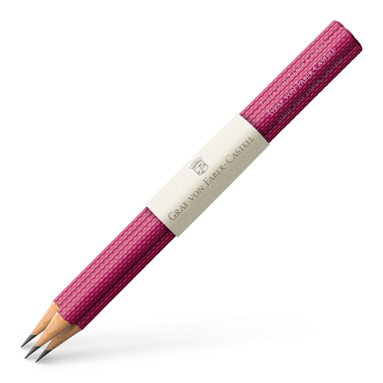 Graf-von-Faber-Castell - 3 graphite pencils Guilloche, Electric Pink